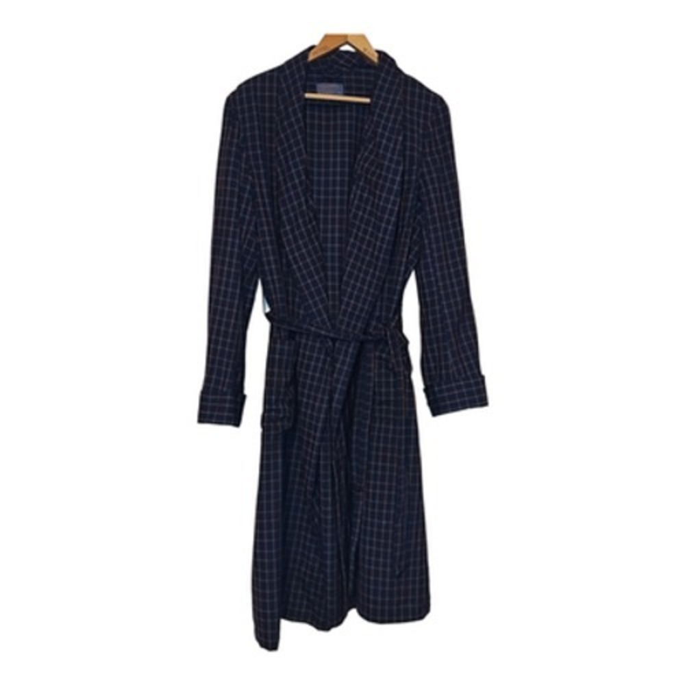 Vintage Pendleton Robe Mens Medium Blue Plaid Wool Belted Shawl Collar 60s